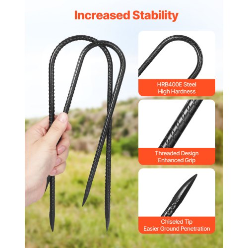 Rebar Stakes 10Inch HeavyDuty32 in Diameter U Shape Galvanized Steel