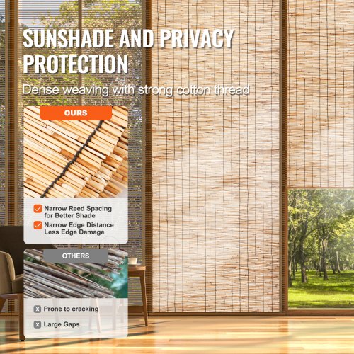Natural Reed Fencing 3.3 ft x 13.3 ft Reed Screen Curtain Balcony Reed