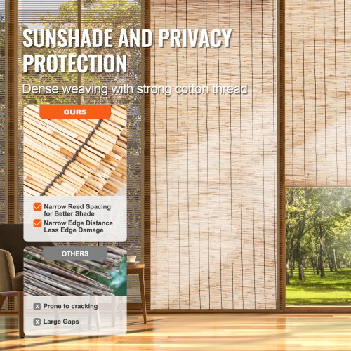 Natural Reed Fencing 4 ft x 16.4 ft 2 Pack Reed Screen Curtain Balcony