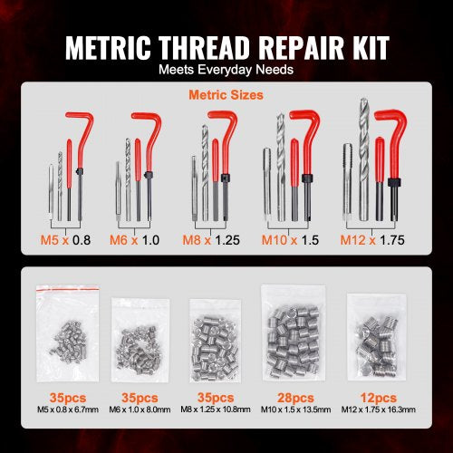 Helicoil Thread Repair Kit 166Piece Metric HSS Drill Helicoil Repair Kit