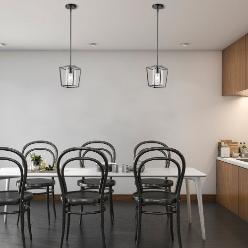 1Light Black Pendant Light 1 Pack Farmhouse Iron Cage Metal Pendant