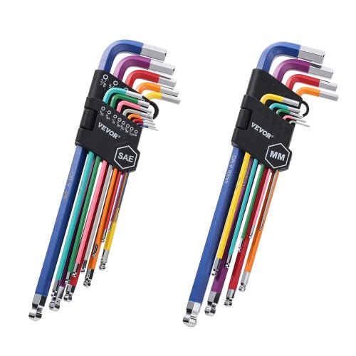Hex Key Allen Wrench Set 22 pcs SAE 005038 in and Metric 1510 mm