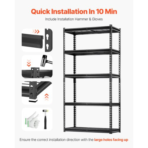 Storage Shelves 2000 lbs 5 Tier Heavy Duty Garage Shelving 16 D x 36 W