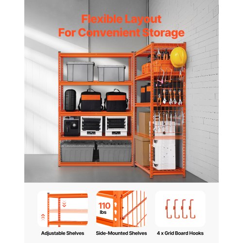 Storage Shelves 2500 lbs 5 Tier Heavy Duty Garage Shelving 18 D x 48 W