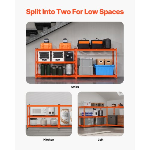 Storage Shelves 2500 lbs 5 Tier Heavy Duty Garage Shelving 18 D x 48 W