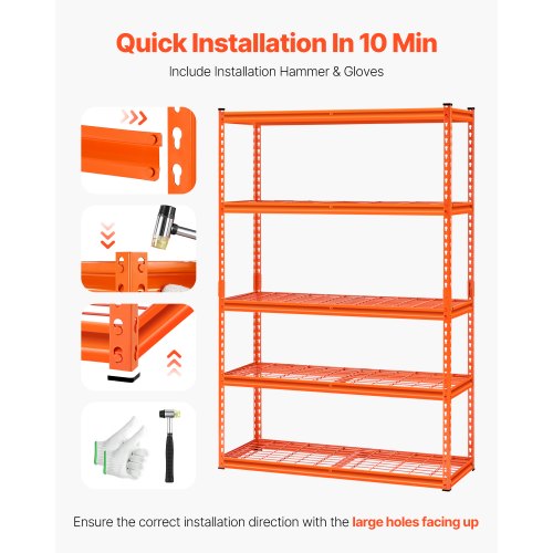 Storage Shelves 2500 lbs 5 Tier Heavy Duty Garage Shelving 18 D x 48 W