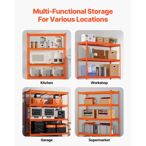 Storage Shelves 2500 lbs 5 Tier Heavy Duty Garage Shelving 18 D x 48 W