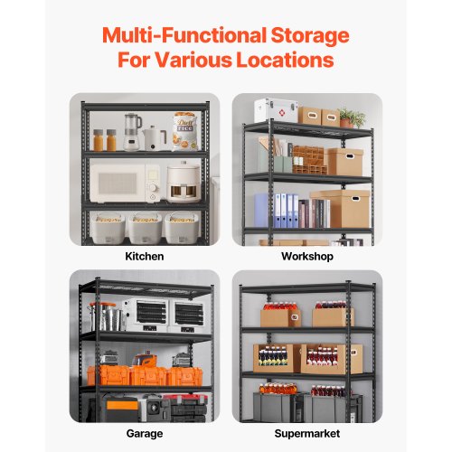 Storage Shelves 2500 lbs 5 Tier Heavy Duty Garage Shelving 18 D x 48 W