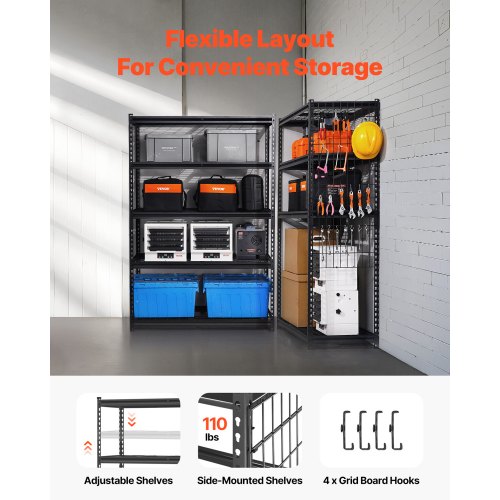 Storage Shelves 3000 lbs 5 Tier Heavy Duty Garage Shelving 20 D x 48 W