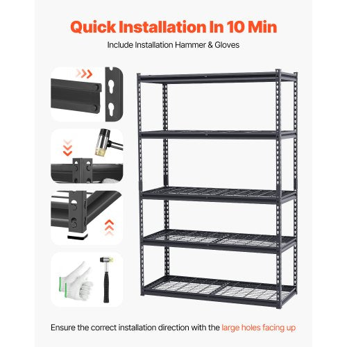 Storage Shelves 3000 lbs 5 Tier Heavy Duty Garage Shelving 20 D x 48 W