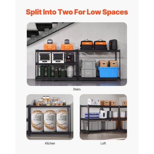 Storage Shelves 3000 lbs 5 Tier Heavy Duty Garage Shelving 24 D x 48 W