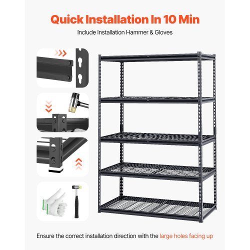 Storage Shelves 3000 lbs 5 Tier Heavy Duty Garage Shelving 24 D x 48 W