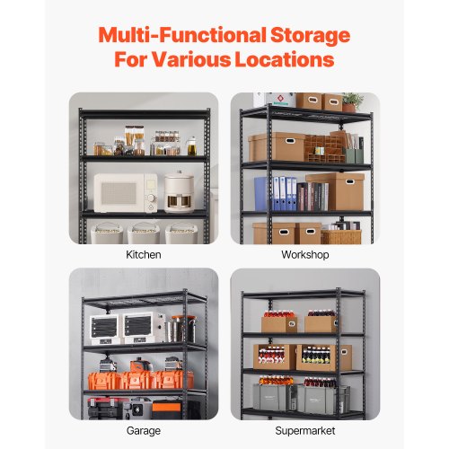 Storage Shelves 3000 lbs 5 Tier Heavy Duty Garage Shelving 24 D x 48 W