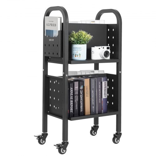 Rolling Library Book Cart 150 lbs Capacity 17.7 x 13 x 34. 6Inch Library