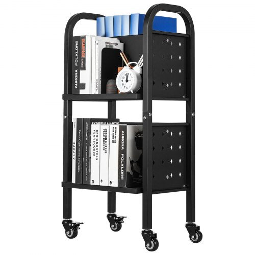 Rolling Library Book Cart 150 lbs Capacity 17.7 x 13 x 34. 6Inch Library