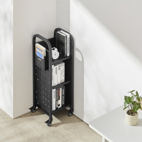 Rolling Library Book Cart 220 lbs Capacity 12.6 x 13.8 x 36.8Inch Library