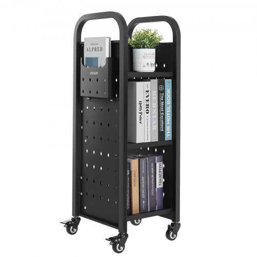 Rolling Library Book Cart 220 lbs Capacity 12.6 x 13.8 x 36.8Inch Library