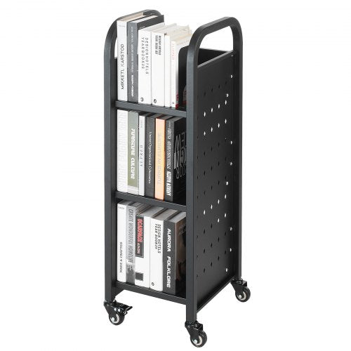 Rolling Library Book Cart 220 lbs Capacity 12.6 x 13.8 x 36.8Inch Library