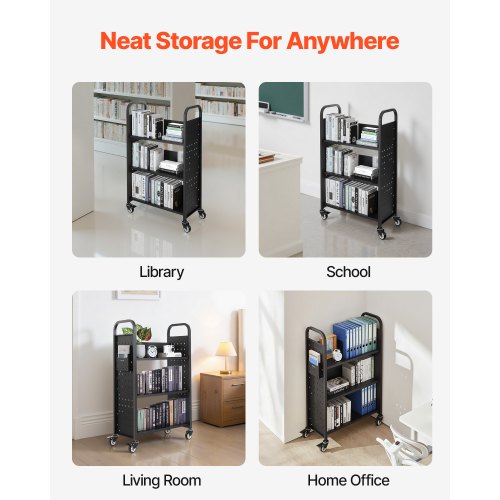 Rolling Library Book Cart 330 lbs Capacity 303 x 15 x 480Inch Library 3