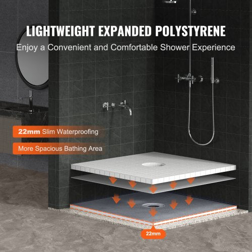 Shower Curb Kit 36x36 Shower Pan Kit with 63 Central Drain Lightweight