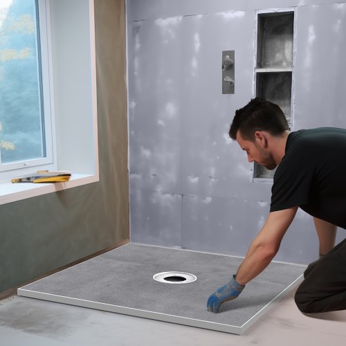 Shower Curb Kit 36x36 Shower Pan Kit with 63 Central Drain Lightweight