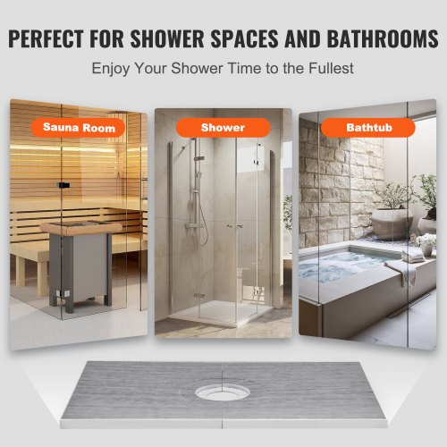 Shower Curb Kit 48x72 Shower Pan Kit with 63 Central Drain Lightweight