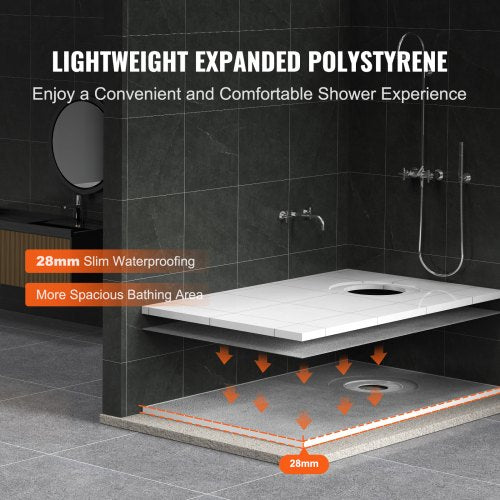 Shower Curb Kit 60x38 Shower Pan Kit with 63 Offset Drain Lightweight