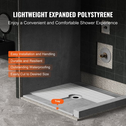 Shower Curb Kit 72x72 Shower Pan Kit with 63 Central Drain Lightweight