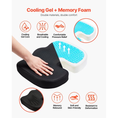 Seat Cushion Cooling Gel Memory Foam Seat Cushion PressureRelief