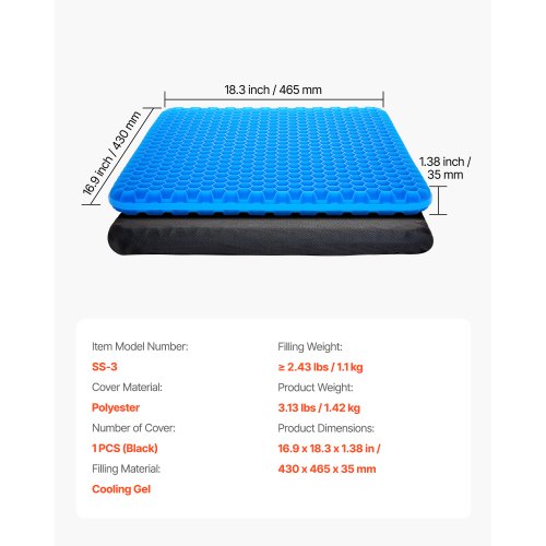 Seat Cushion Cooling Gel Seat Cushion for Pressure Relief Soft