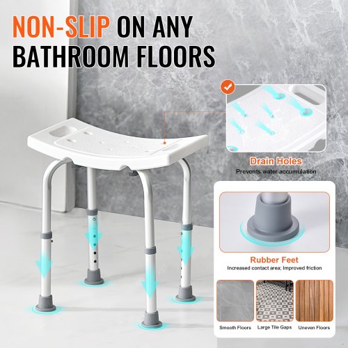 Shower Chair Adjustable Height Shower Stool with Builtin Handles Shower