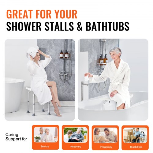 Shower Chair Adjustable Height Shower Stool with Builtin Handles Shower