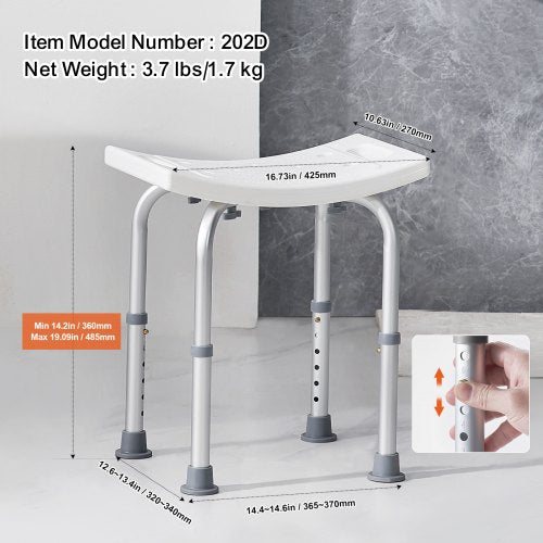Shower Chair Adjustable Height Shower Stool with Builtin Handles Shower