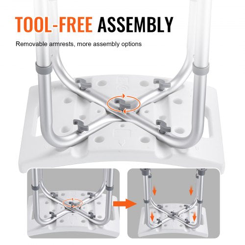 Shower Chair Adjustable Height Shower Stool with Builtin Handles Shower