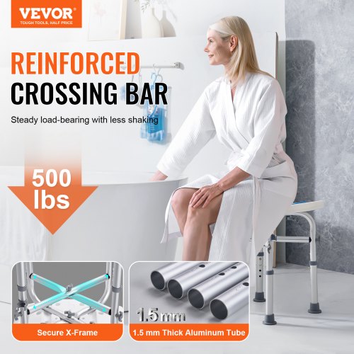 Shower Chair for Inside Shower Adjustable Height Shower Stool with Crossbar