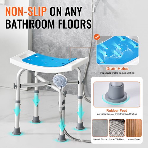 Shower Chair for Inside Shower Adjustable Height Shower Stool with Crossbar
