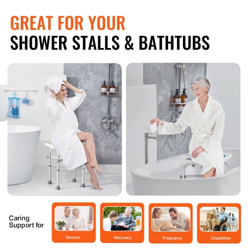 Shower Chair for Inside Shower Adjustable Height Shower Stool with Crossbar