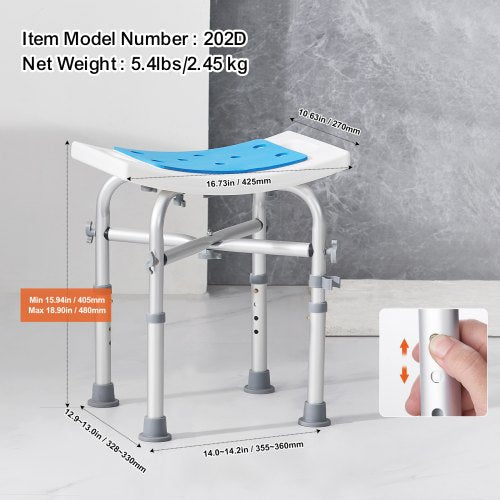 Shower Chair for Inside Shower Adjustable Height Shower Stool with Crossbar