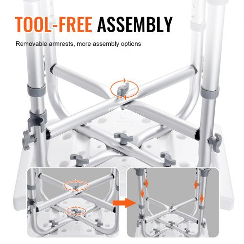 Shower Chair for Inside Shower Adjustable Height Shower Stool with Crossbar