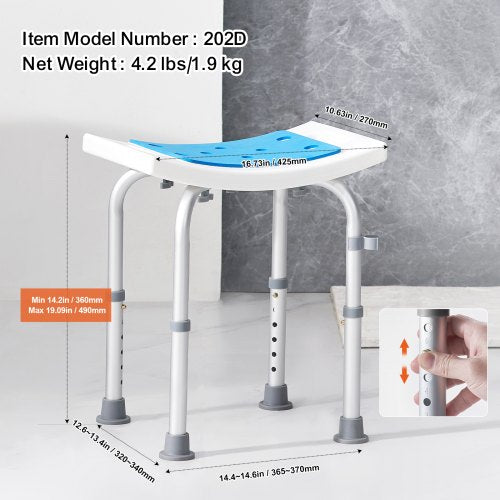 Shower Chair Adjustable Height Shower Stool Shower Seat for Inside Shower
