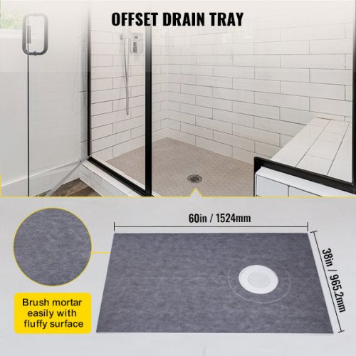 Shower Curb Kit 38x60 Watertight Shower Curb Overlay with 4 ABS Offset
