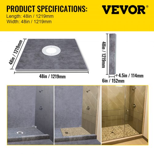 Shower Curb Kit 48x48 Watertight Shower Curb Overlay with 4 ABS