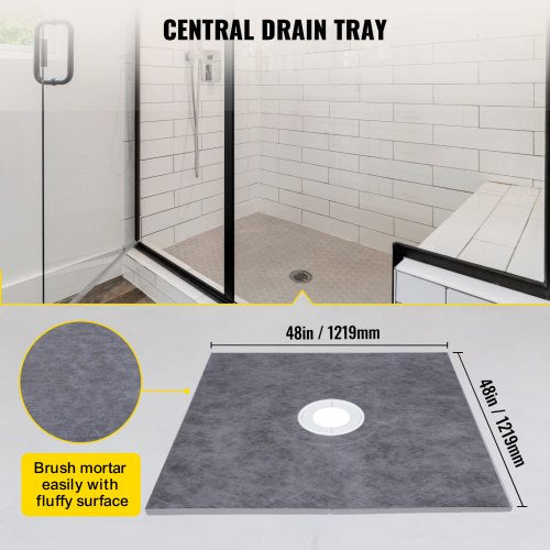 Shower Curb Kit 48x48 Watertight Shower Curb Overlay with 4 PVC