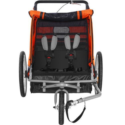 Bike Trailer for Toddlers Kids Double Seat 100 lbs Load 2In1 Canopy