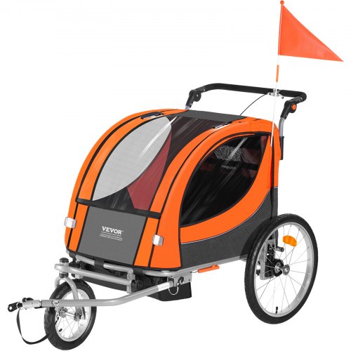 Bike Trailer for Toddlers Kids Double Seat 100 lbs Load 2In1 Canopy