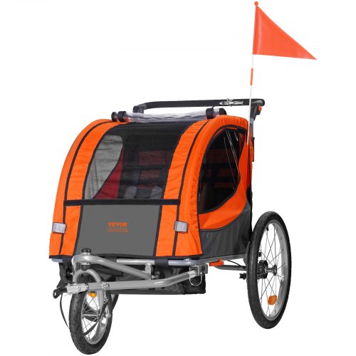 Bike Trailer for Toddlers Kids Double Seat 100 lbs Load 2In1 Canopy
