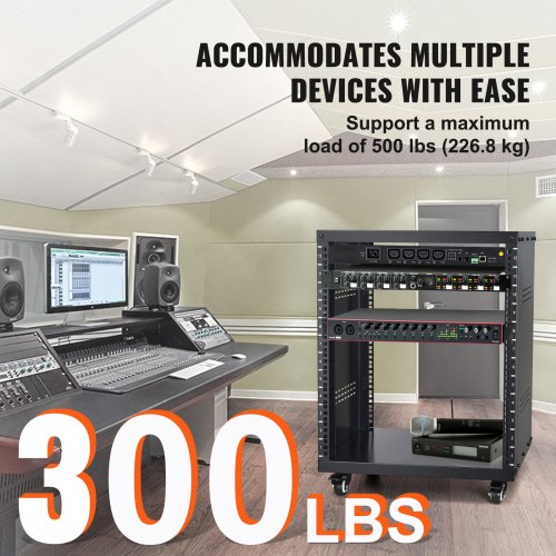 12U AV Rack Stand 300 lbs Capacity Network Stereo Recording Studio Rack