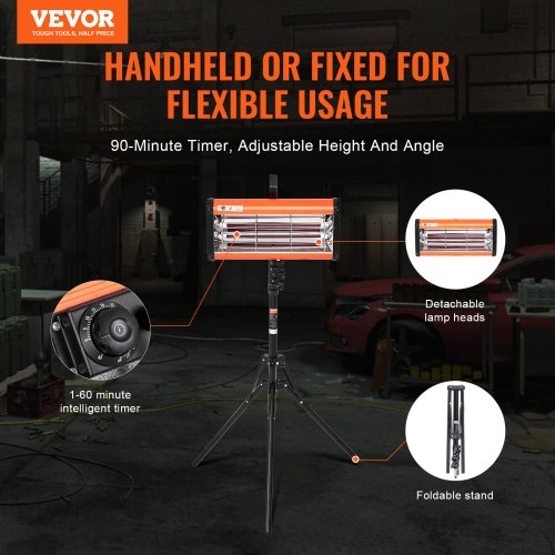 Infrared Curing Lamp HandheldStand Dual Use 2000W 090 min Timing Auto