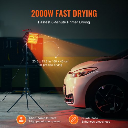 Infrared Curing Lamp HandheldStand Dual Use 2000W 090 min Timing Auto