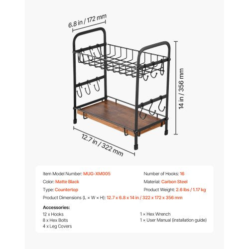 2 Tier Coffee Bar Organizer for Countertop Multifunctional Mug Holder